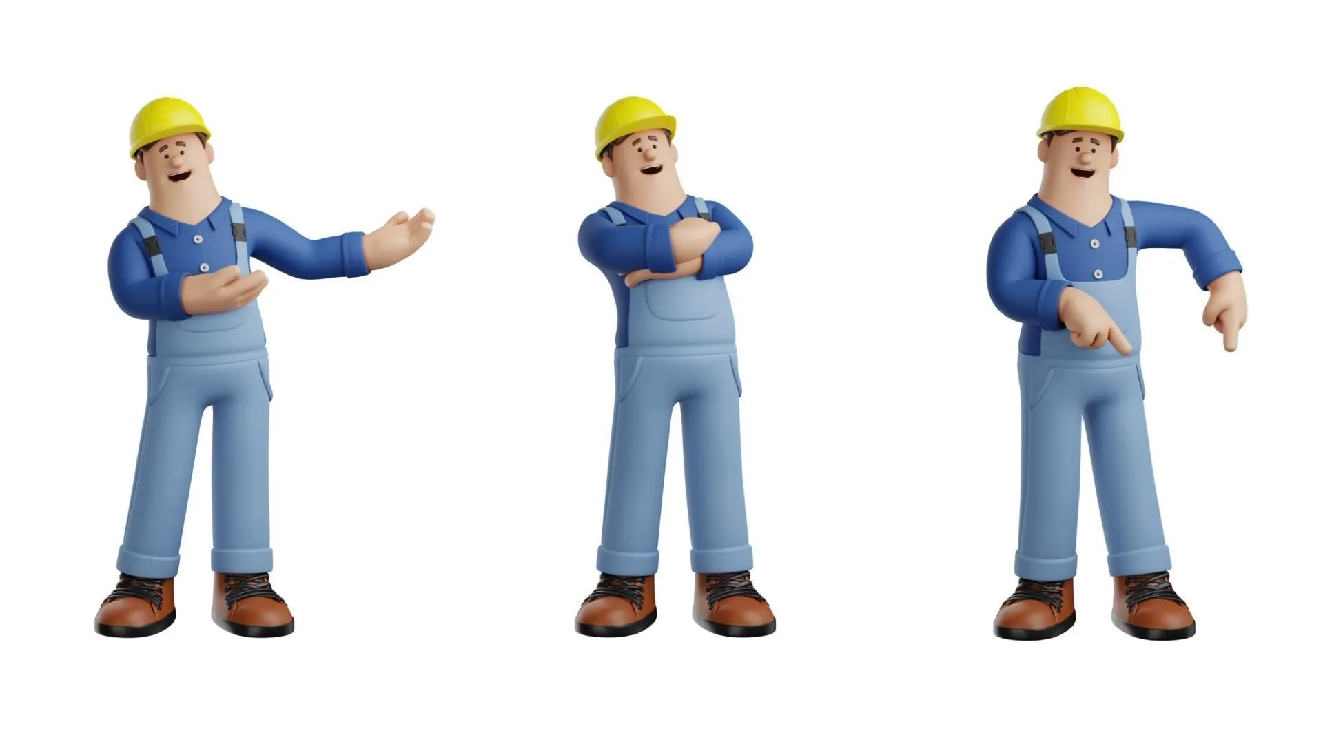 Solar Power Worker Character rigged 3D character in different pose